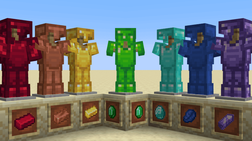 Minecraft armor and damage calculator showing armor values, enchantments, and final damage reduction