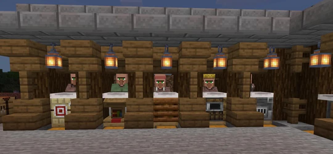 Minecraft villager workstation guide showing villager professions, job blocks, and trade uses